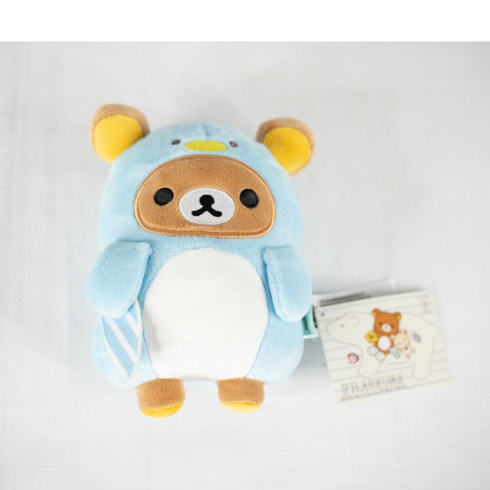 San-X Rilakkuma Plush 7"‎ Small Blue New Penguin Costume Collectible Brown Bear